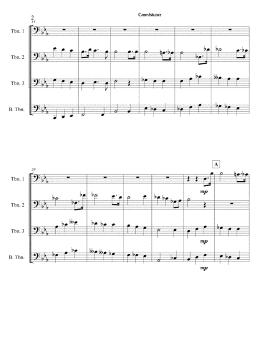 Richard Wagner - Tannhäuser (Pilgrim's Chorus) for Trombone Quartet Brass Ensemble scores gallery preview page 3