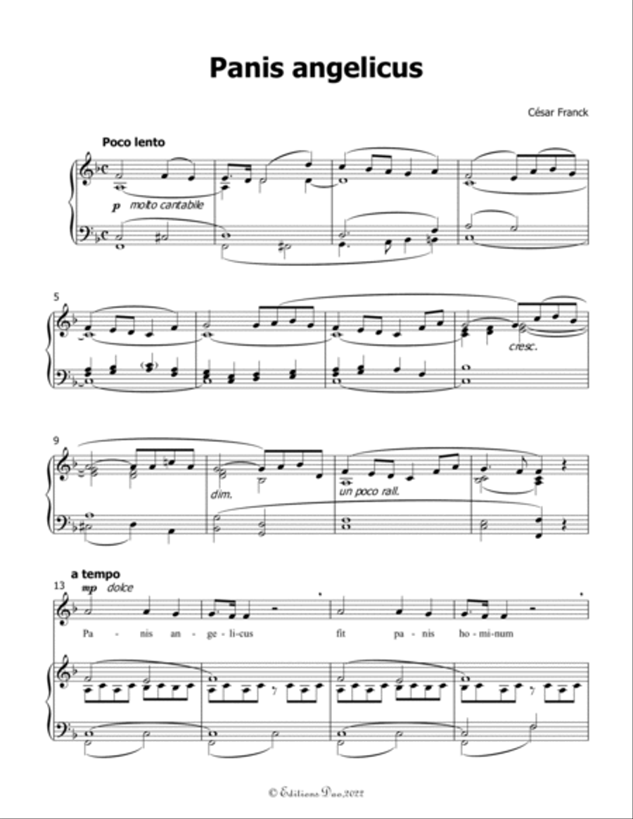 Panis angelicus, by Franck, in F Major Voice scores gallery preview page 3
