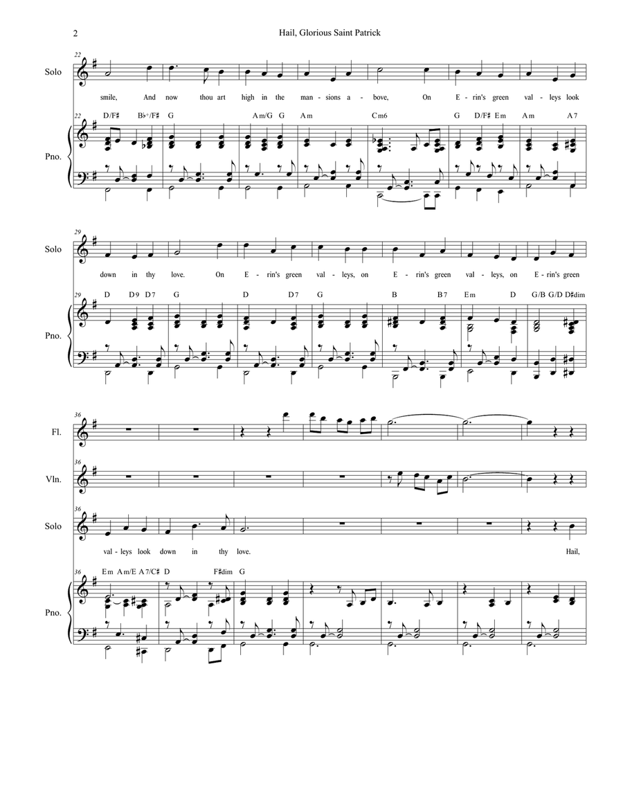 Hail, Glorious Saint Patrick (for Solo and SATB) 4-Part scores gallery preview page 2