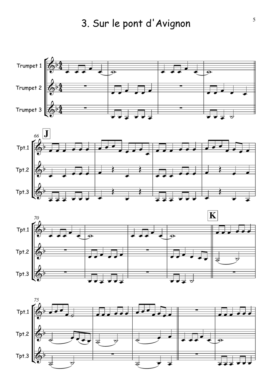 Three French Songs for Easy Trumpet Trio Trumpet Trio scores gallery preview page 5