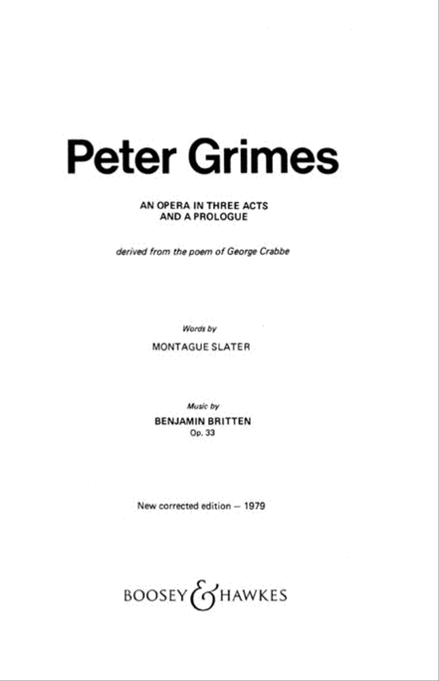 Peter Grimes, Op. 33 Choir scores gallery preview page 1