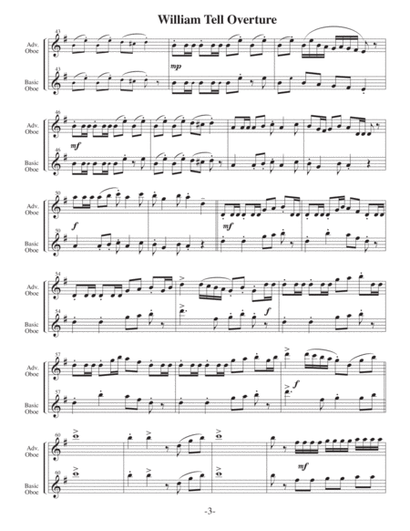William Tell Overture (Arrangements Level 4 to 6+ for OBOE + Written Acc) image number null