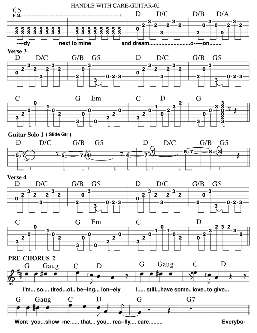 Handle With Care Guitar Tablature scores gallery preview page 2