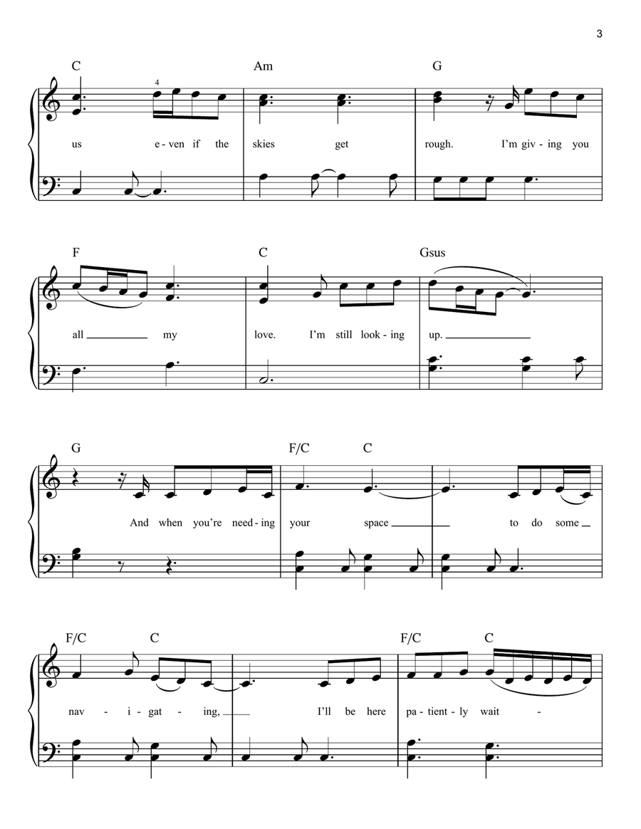 I Won't Give Up Easy Piano scores gallery preview page 3