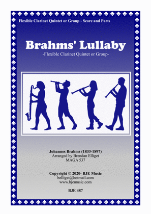 Brahms' Lullaby - Clarinet Quintet or Group Score and Parts PDF