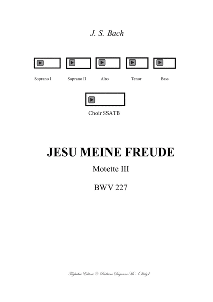 JESU MEINE FREUDE - BWV 227 - Motets 1 to 9 - Score for SATB and SSATB Choir image number null