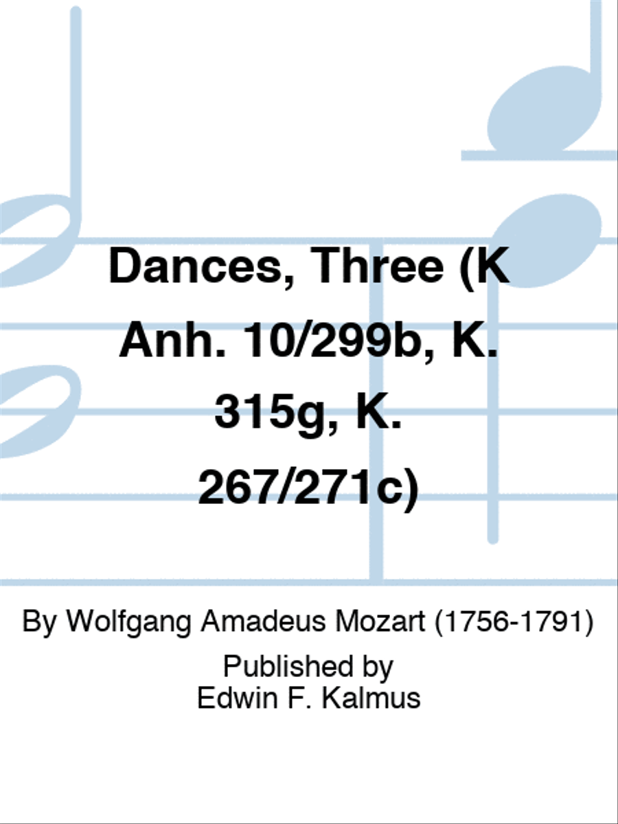 Dances, Three (K Anh. 10/299b, K. 315g, K. 267/271c) Set of Parts scores gallery preview page 1