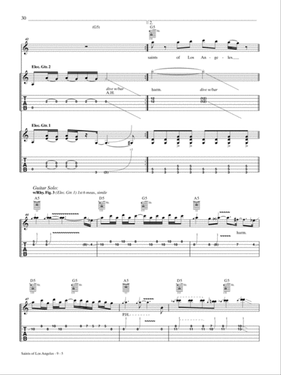 Saints of Los Angeles (Gang Vocal) Guitar Tablature scores gallery preview page 5