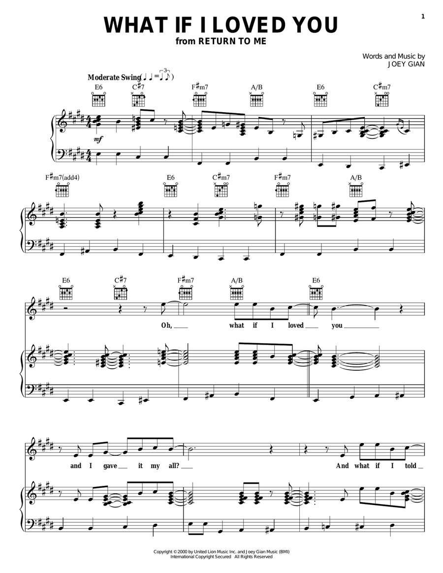 What If I Loved You Piano, Vocal, Guitar scores gallery preview page 1