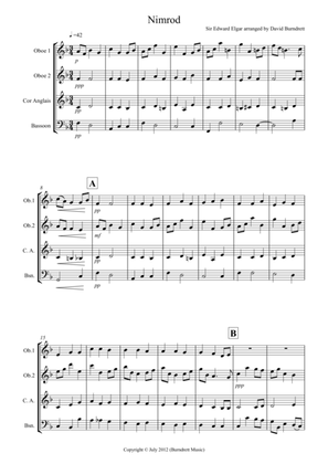 Nimrod (from the Enigma Variations) for Double Reed Quartet