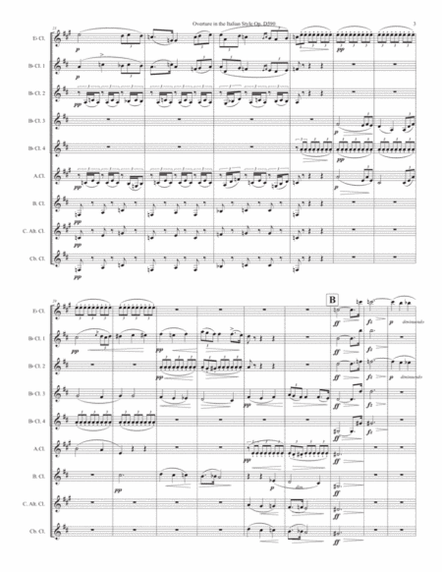 Overture in the Italian Style D590 for clarinet choir image number null
