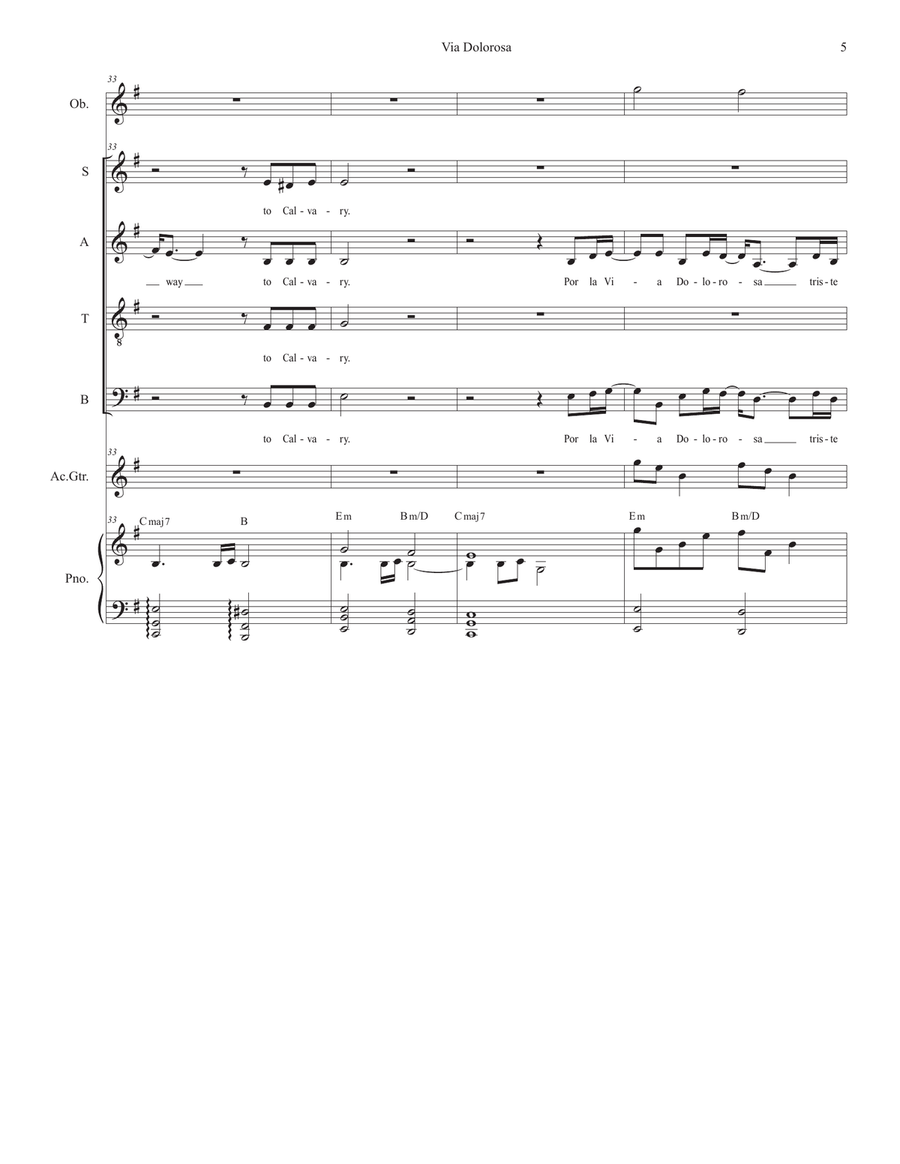 Via Dolorosa Piano, Vocal scores gallery preview page 5