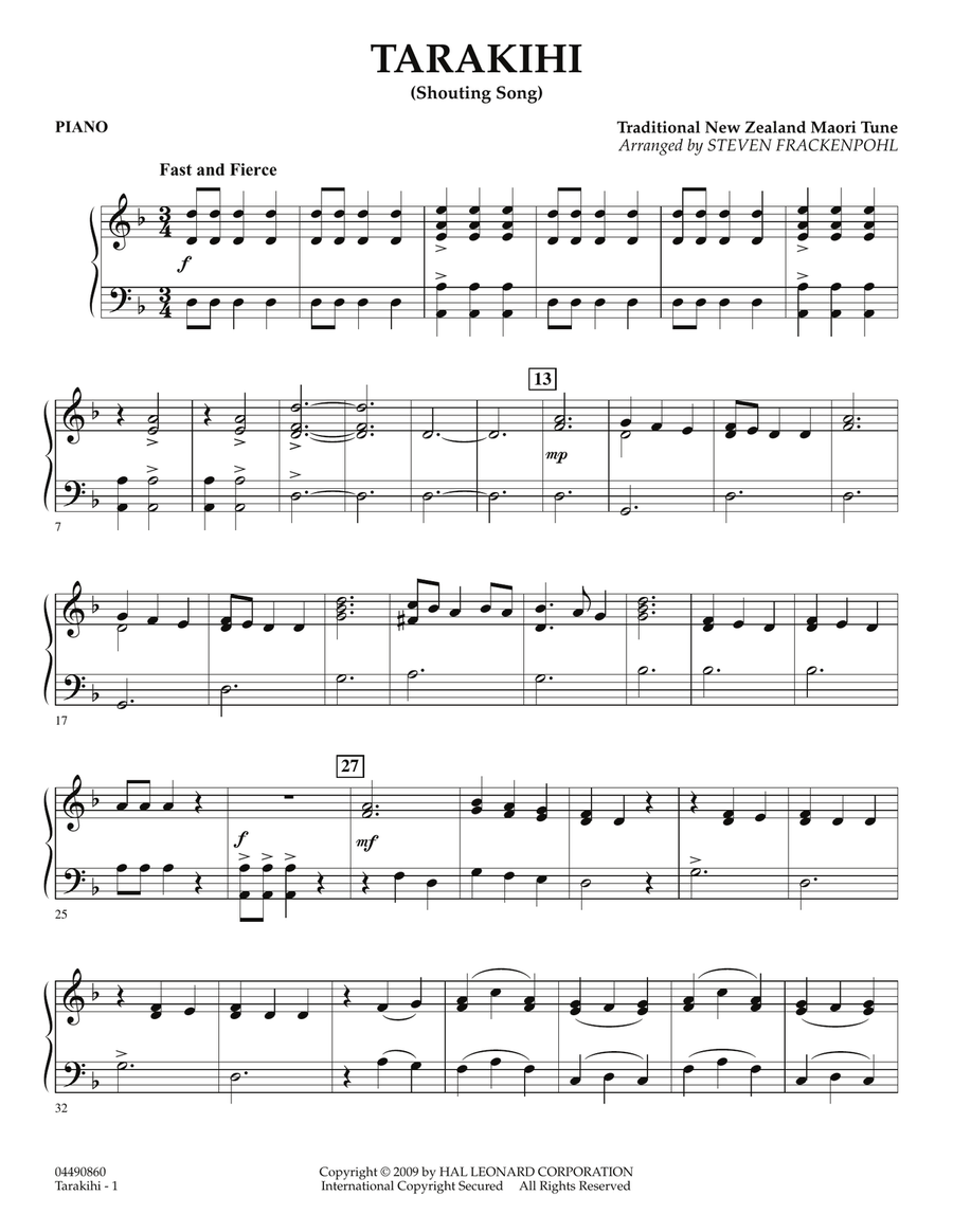 Tarakihi (Shouting Song) - Piano Orchestra scores gallery preview page 1