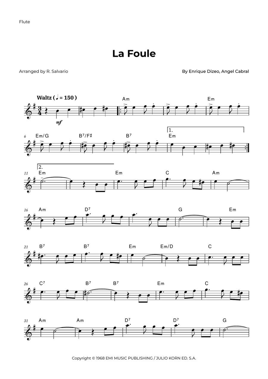La Foule Flute Solo scores gallery preview page 1