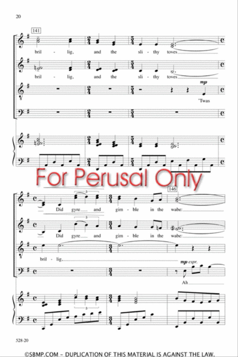 Jabberwocky - SATB Octavo 4-Part scores gallery preview page 19