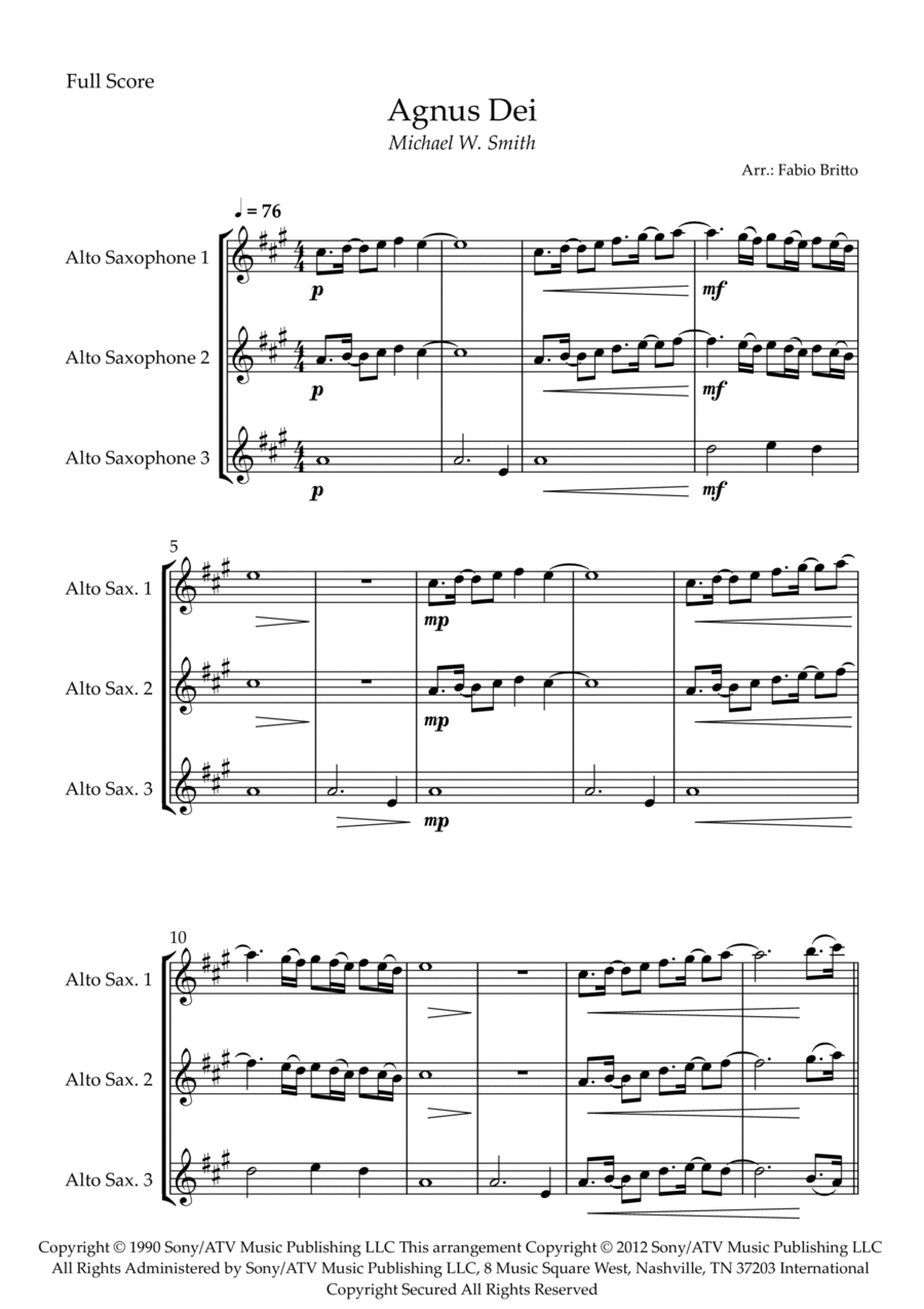 Agnus Dei Woodwind Trio scores gallery preview page 1
