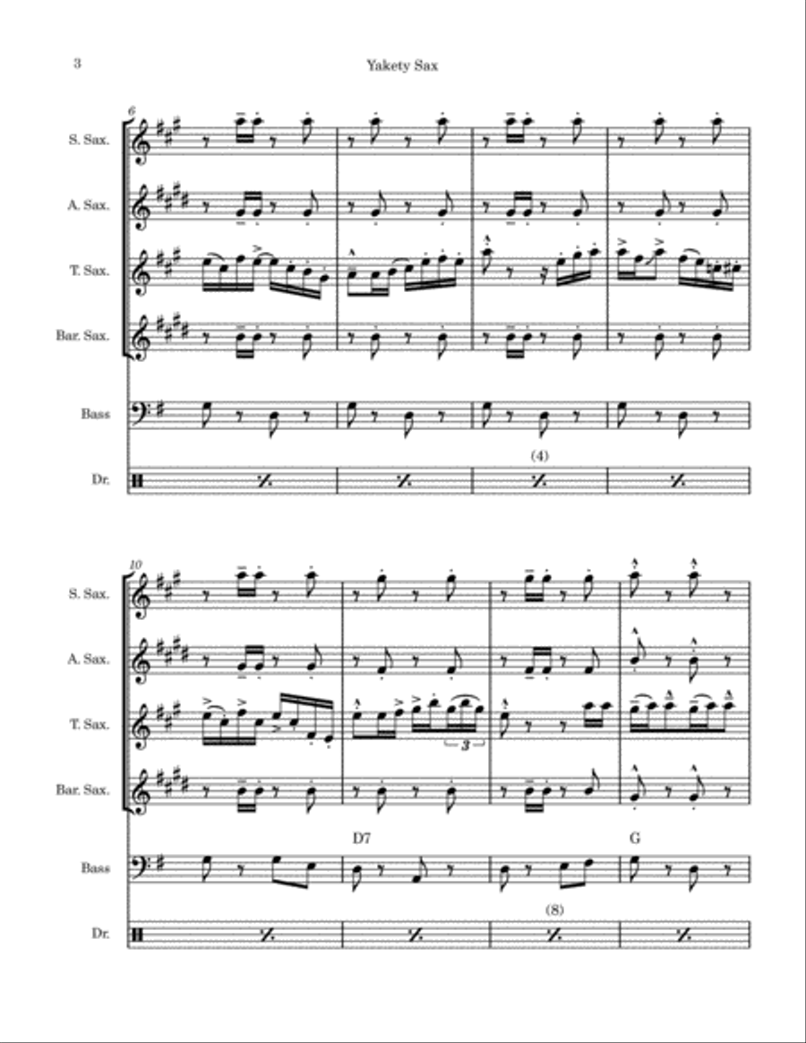 Yakety Sax Saxophone Quartet scores gallery preview page 3