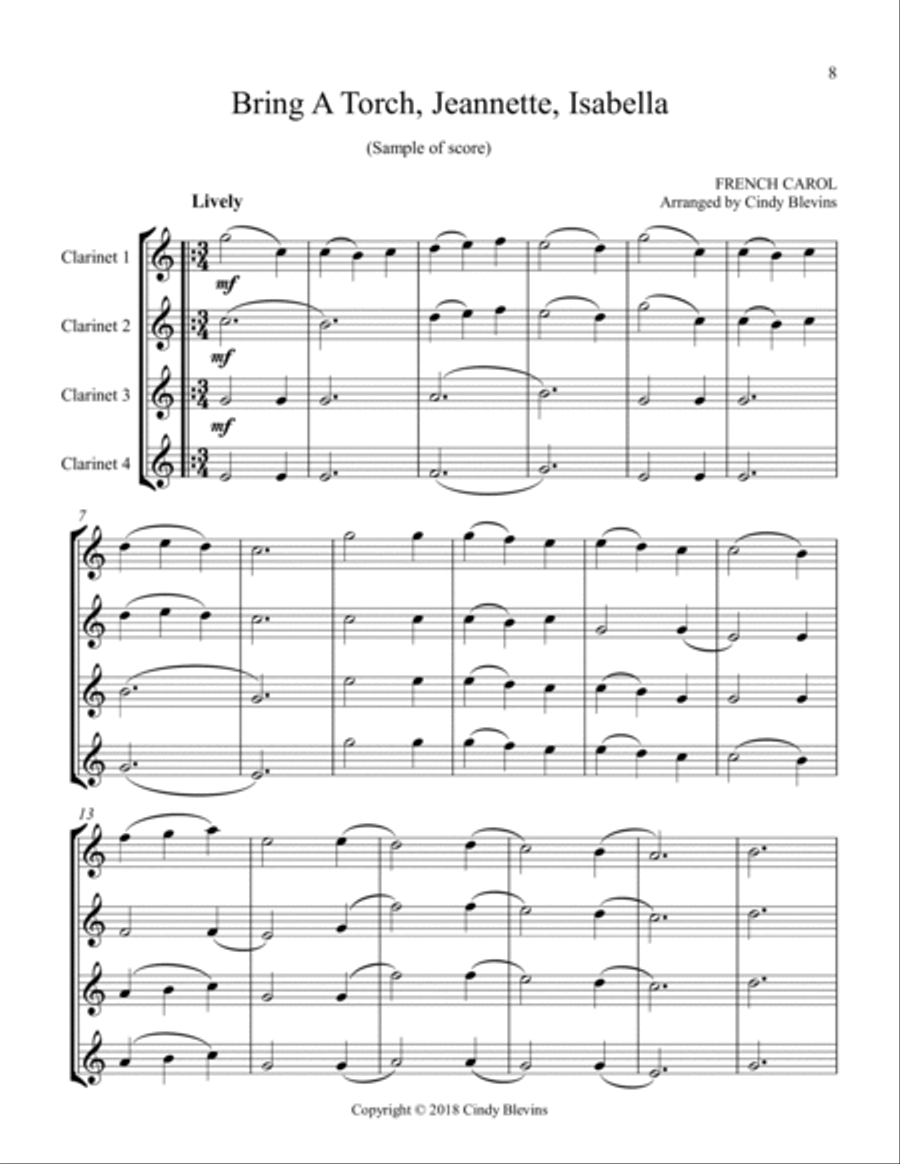 Clarinet Quartets for Christmas, Vol. II Clarinet Quartet scores gallery preview page 2