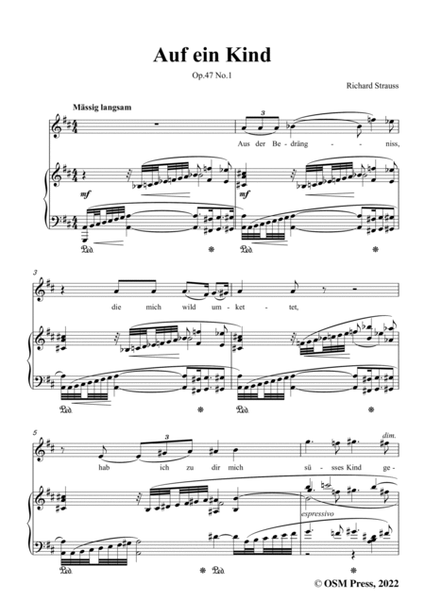 Richard Strauss-Auf ein Kind,in D Major,Op.47 No.1 image number null