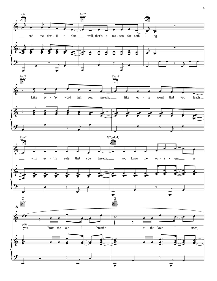 Origin Of Love Origin Of Love Piano, Vocal, Guitar scores gallery preview page 5