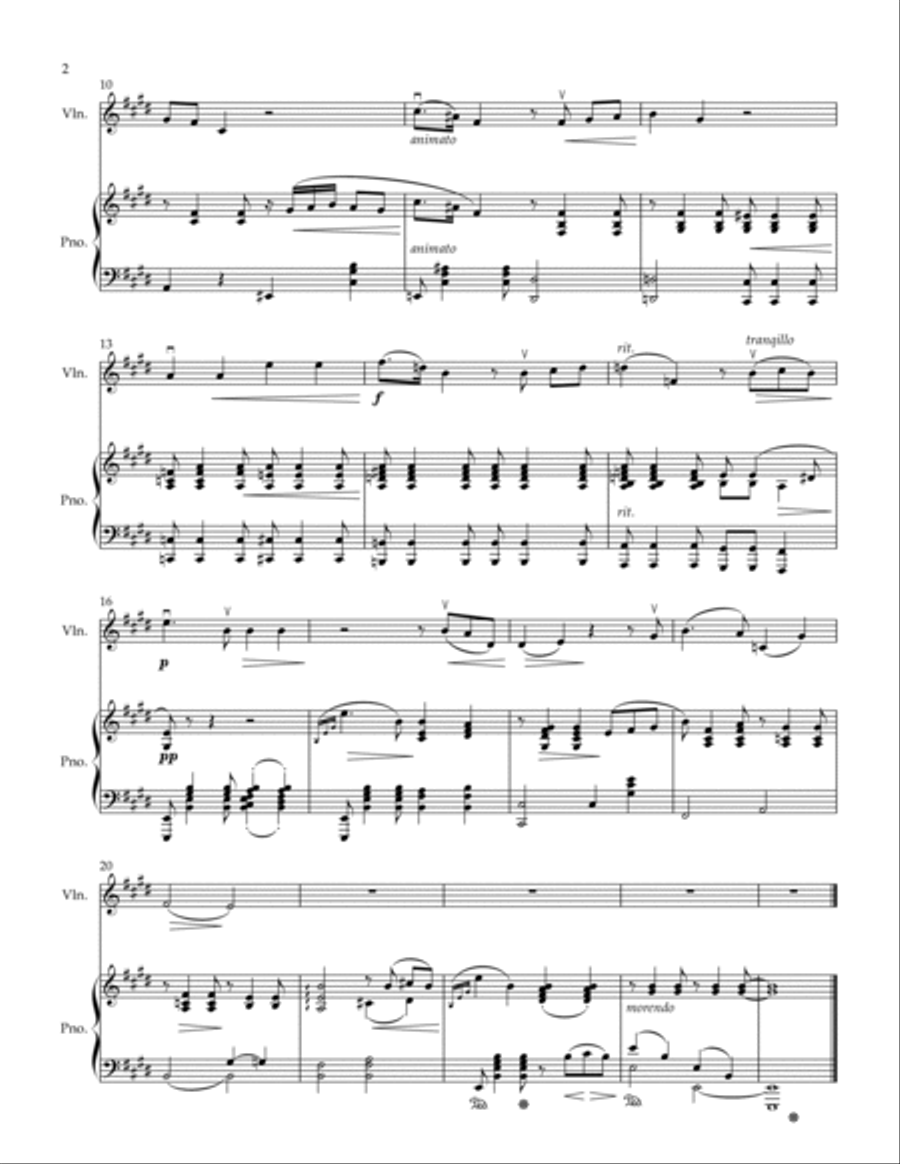 En vacker höstdag (A Beautiful Autumn Day) for Violin and Piano Chamber Music scores gallery preview page 2