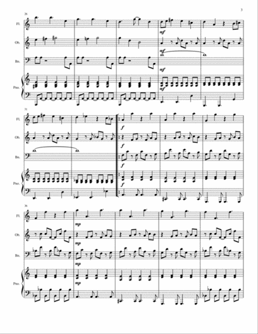 Rockstone - Piano Quartet for Bassoon, Oboe, Flute, and Piano Small Ensemble scores gallery preview page 3