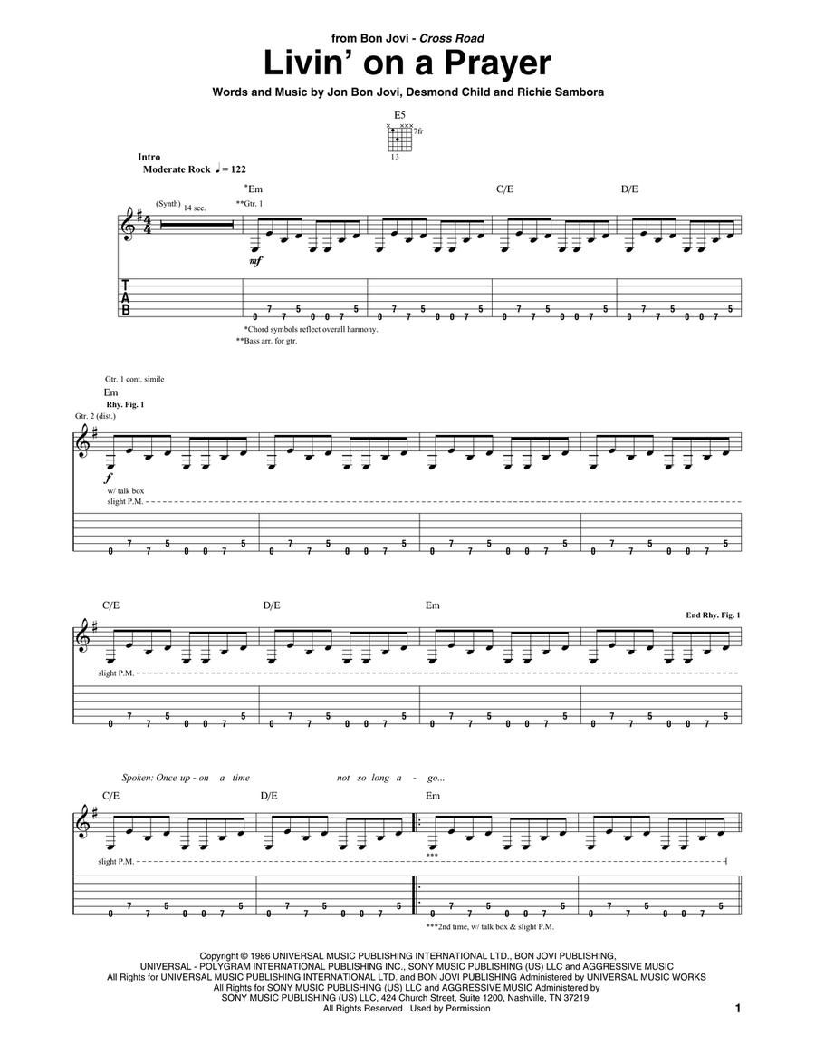 Livin' On A Prayer Acoustic Guitar scores gallery preview page 1