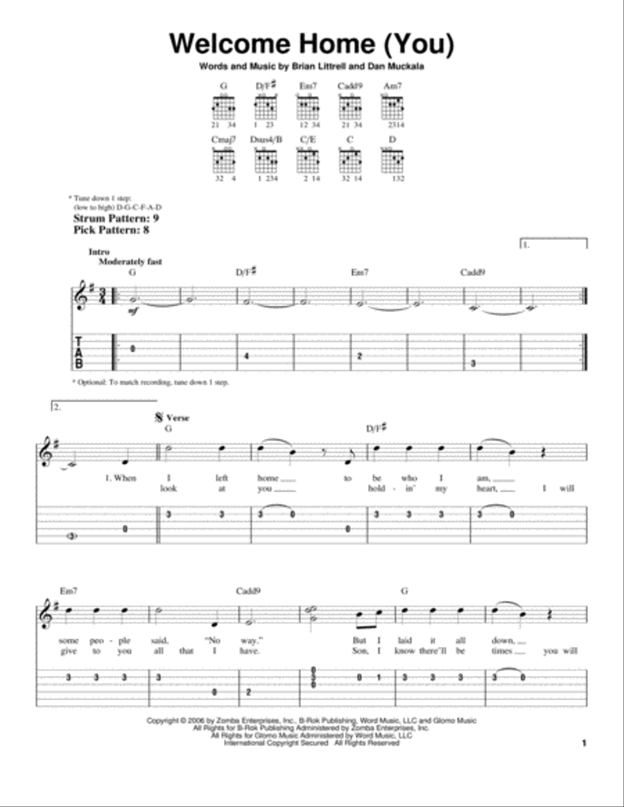 Welcome Home (You) Welcome Home (You) Acoustic Guitar scores gallery preview page 1