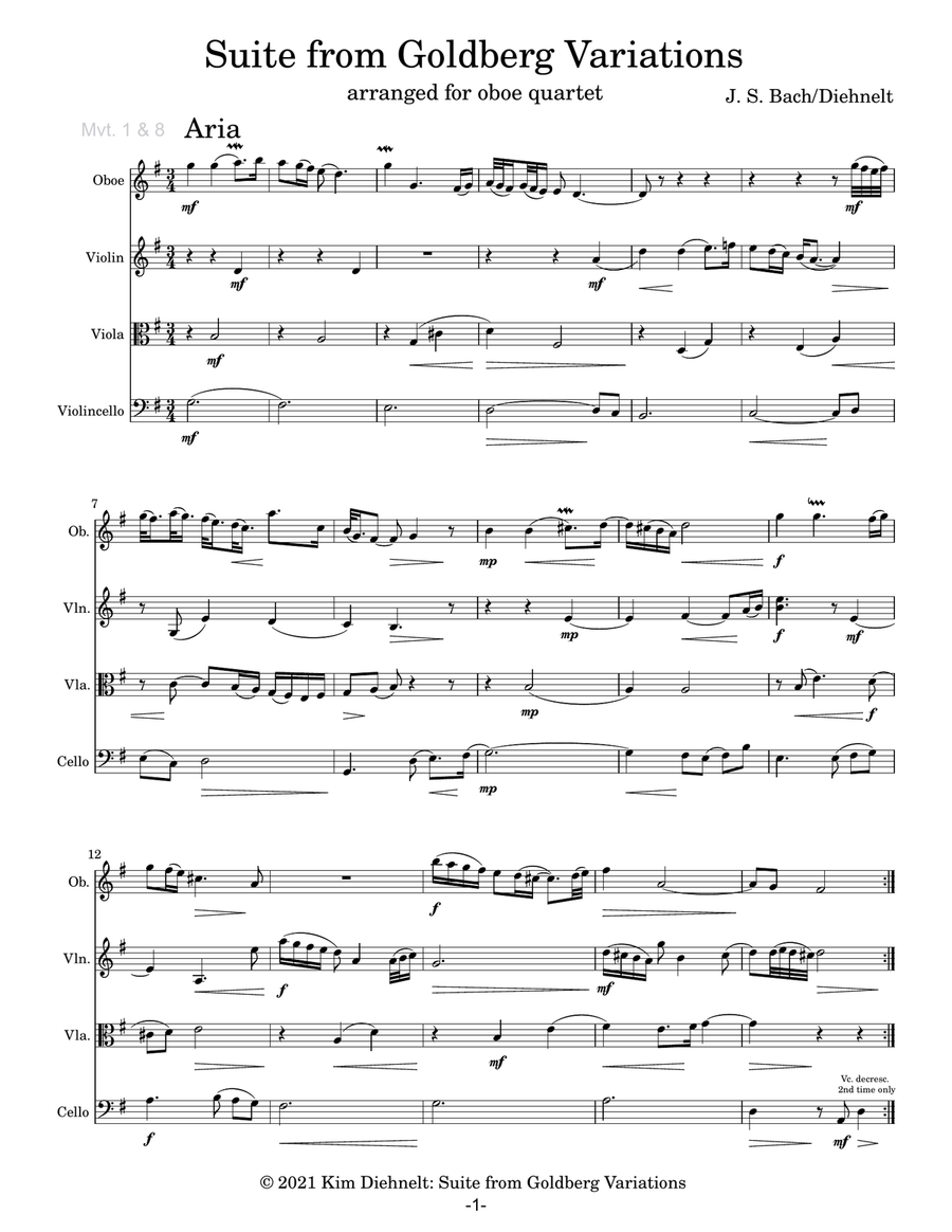 Suite from Goldberg Variations Small Ensemble scores gallery preview page 2
