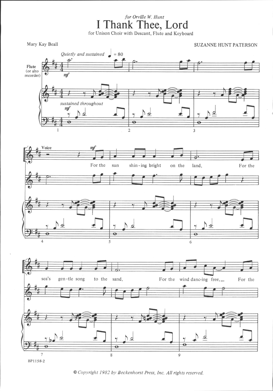 I Thank Thee, Lord Unison Choir scores gallery preview page 2