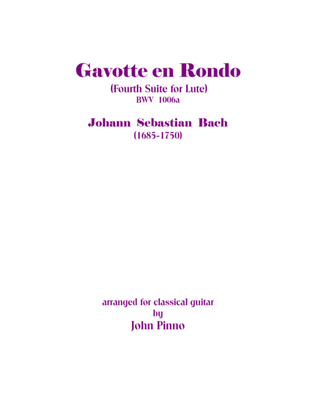Book cover for Gavotte en Rondo BWV1006a - Johann Sebastian Bach (from 4th Lute Suite)