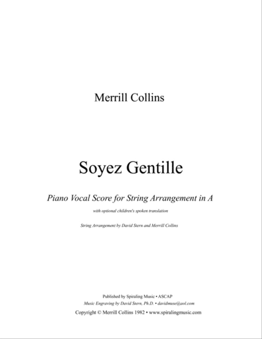 Soyez Gentille Piano/Vocal with Strings in A