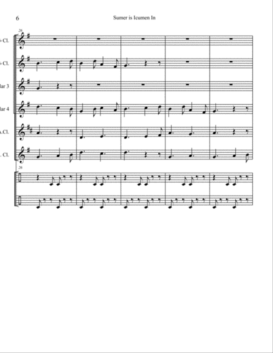 Sumer is Icumen In for Clarinet Choir Clarinet Choir scores gallery preview page 6
