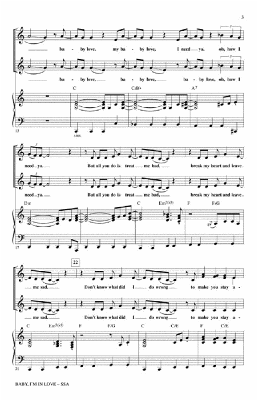 Baby, I'm in Love Baby, I'm in Love SSA scores gallery preview page 3
