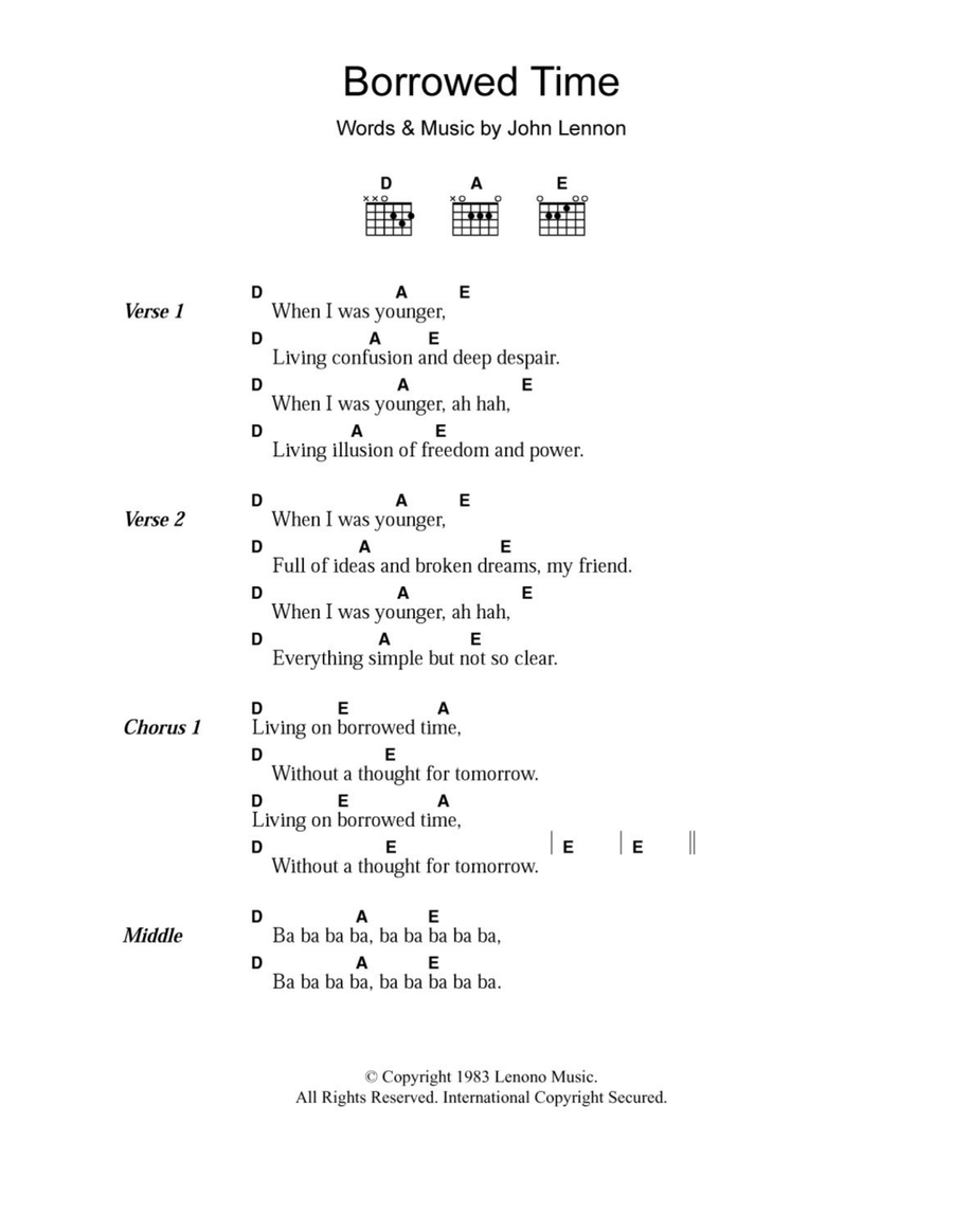Borrowed Time Acoustic Guitar scores gallery preview page 1