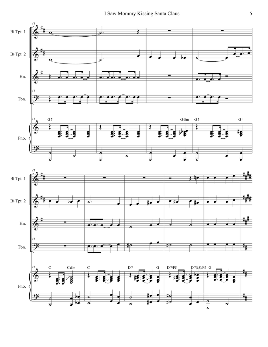 I Saw Mommy Kissing Santa Claus Brass Quartet scores gallery preview page 5