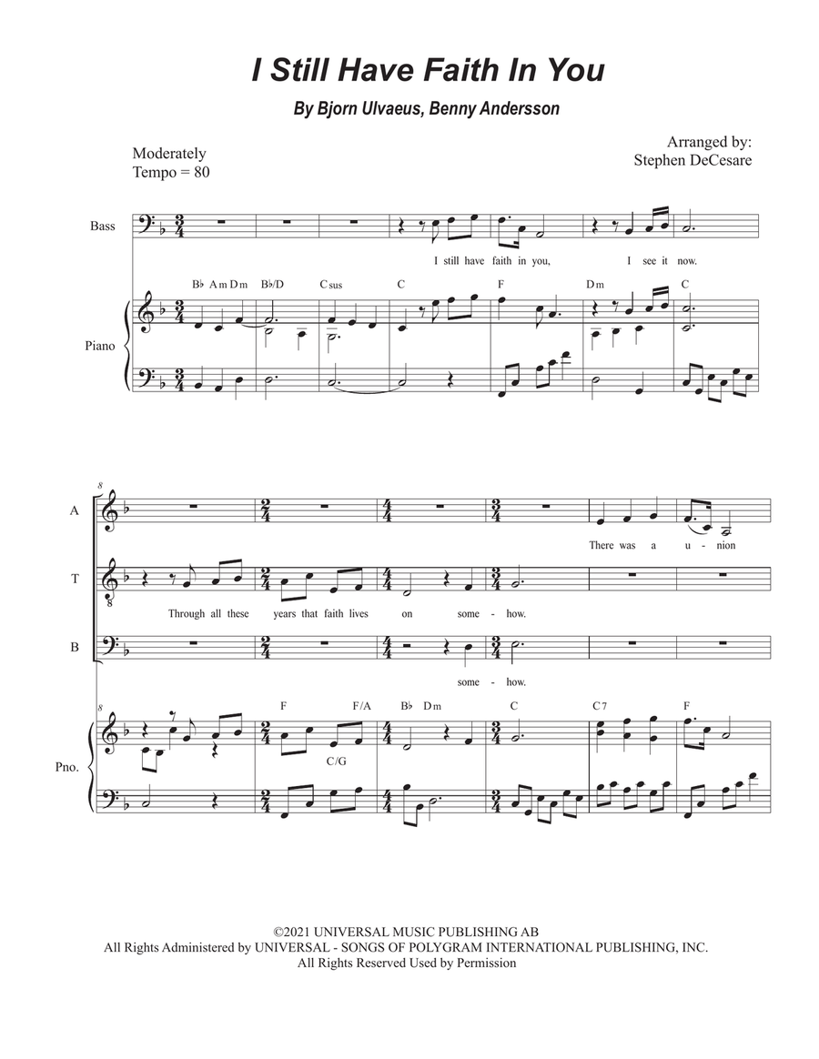 I Still Have Faith In You 4-Part scores gallery preview page 1