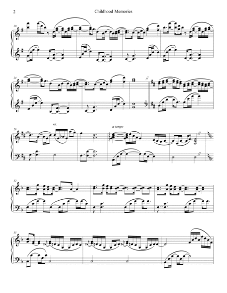 Childhood Memories Piano Solo scores gallery preview page 2