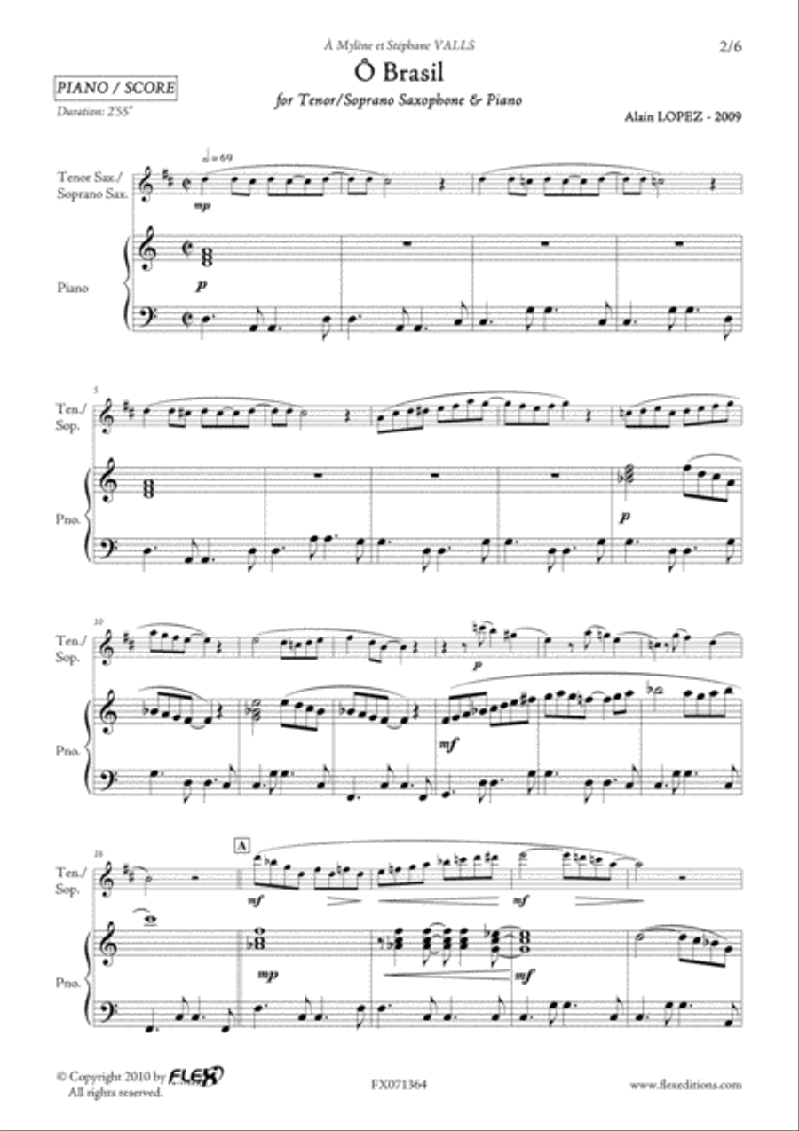 o Brasil Tenor Saxophone scores gallery preview page 2