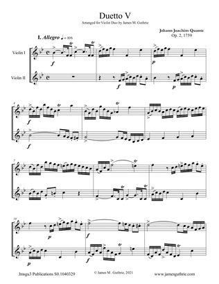Quantz: Duetto Op. 2 No. 5 for Violin Duo