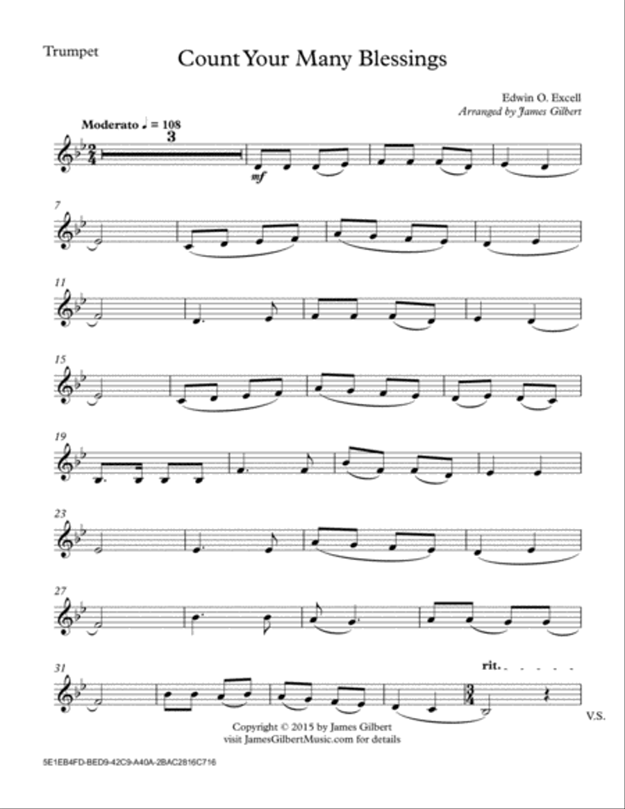 Count Your Many Blessings Trumpet Solo scores gallery preview page 4