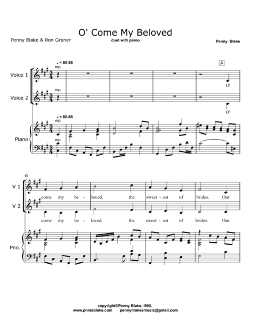 O' Come My Beloved O' Come My Beloved Piano Trio scores gallery preview page 1