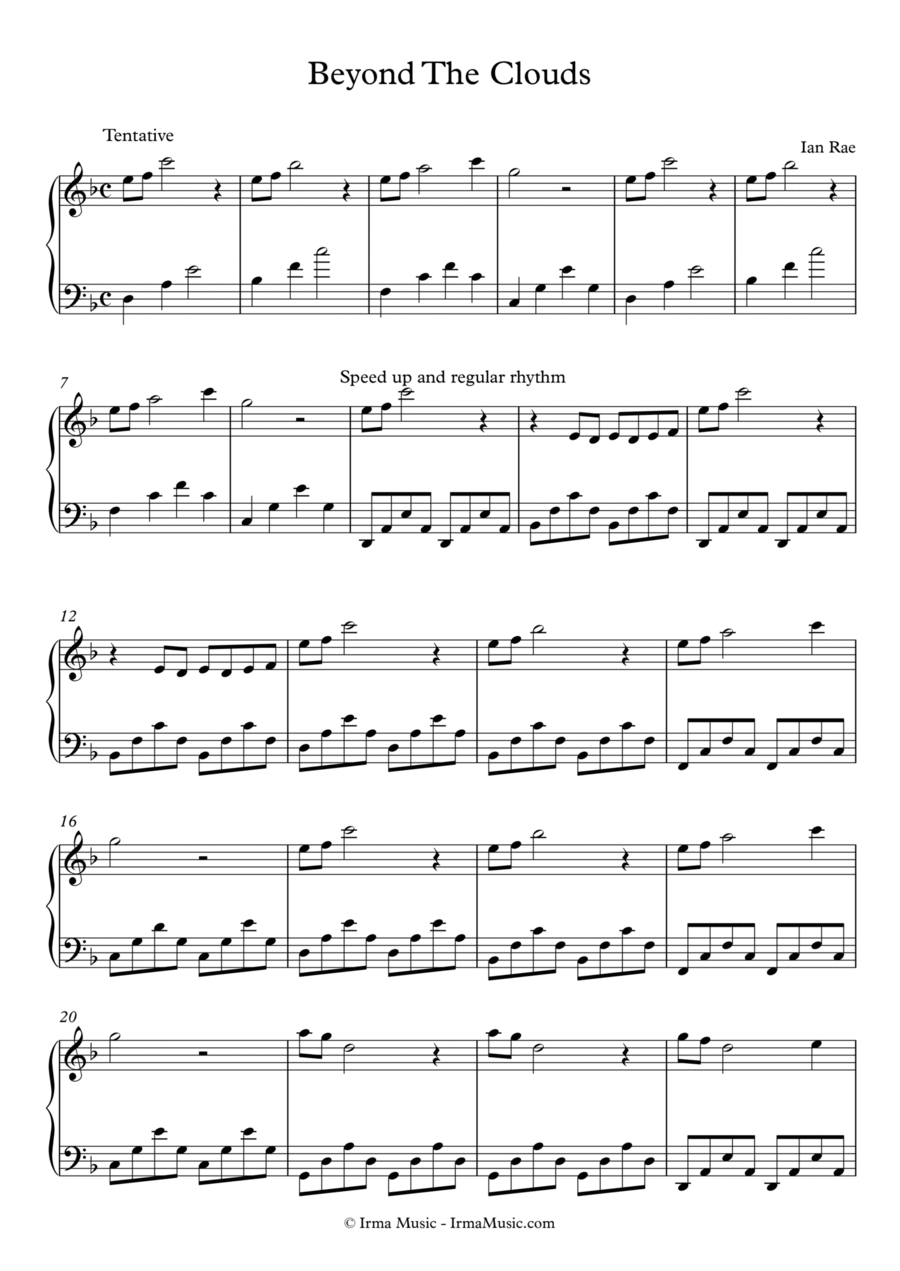 Beyond the Clouds Piano Solo scores gallery preview page 1