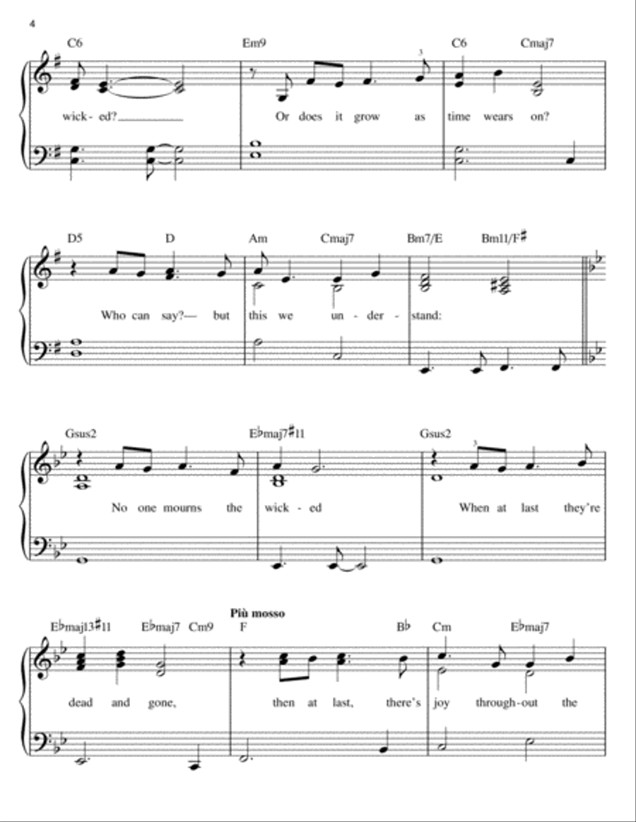 No One Mourns The Wicked (from Wicked) Easy Piano scores gallery preview page 4