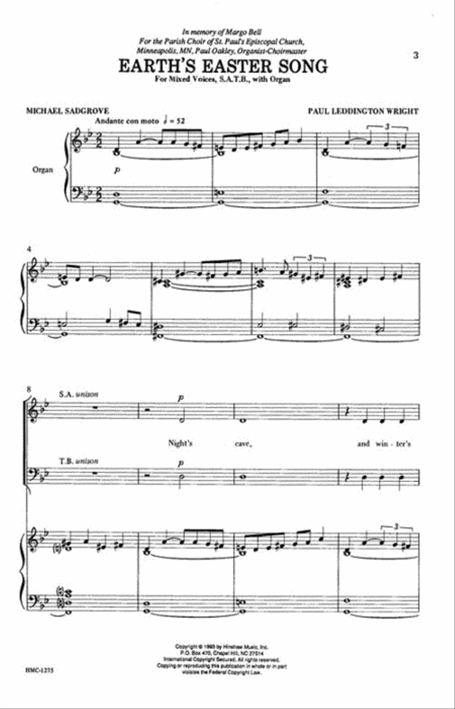 Earth's Easter Song Earth's Easter Song 4-Part scores gallery preview page 2