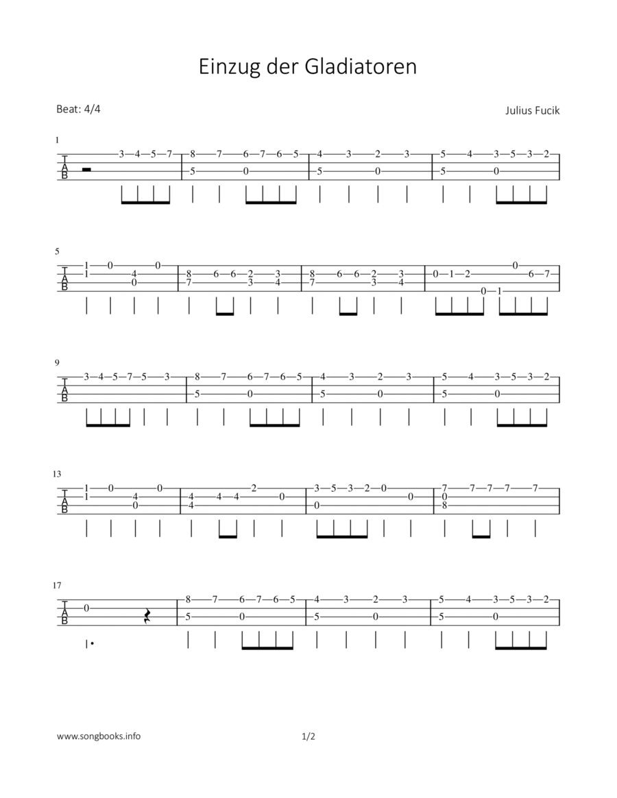 Einzug der Gladiatoren Ukulele scores gallery preview page 1