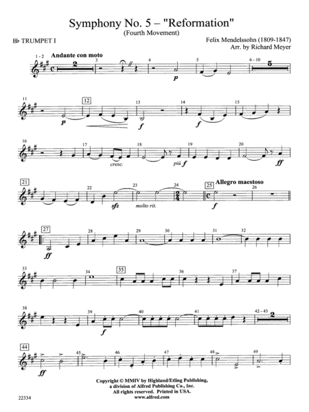 Symphony No. 5 "Reformation" (4th Movement): 1st B-flat Trumpet