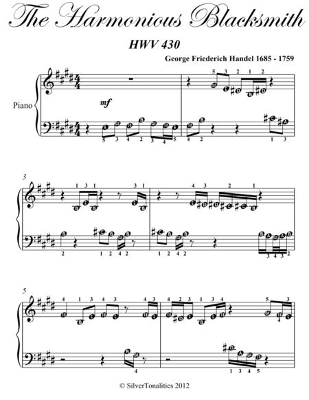 Harmonious Blacksmith Beginner Piano Sheet Music