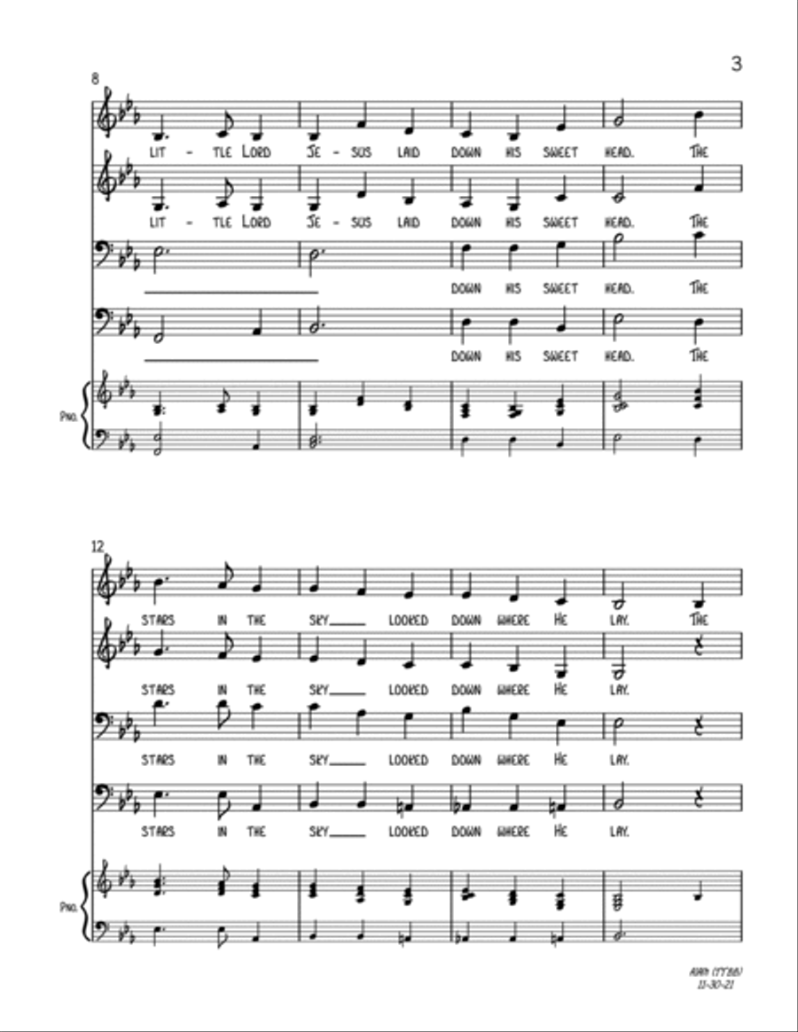 Away In A Manger TTBB scores gallery preview page 3