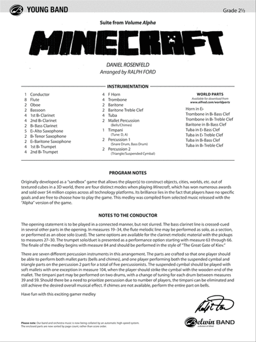 Minecraft: Score Concert Band scores gallery preview page 1